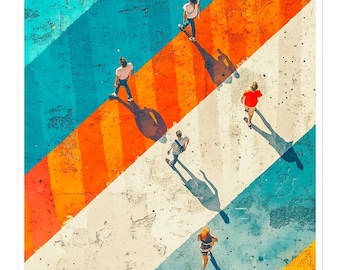 Diagonal Stroll - Lebendiger Overhead Street Art Aufkleber