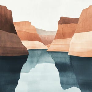 Lake Powell Serenity – Minimalistische, aquarellierte Landschaft