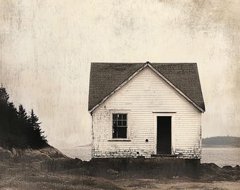Solitude - Coastal Cottage Black and White Photography