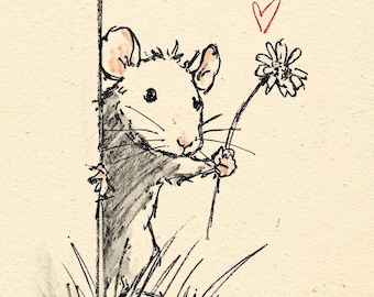 Tiny Gift | Whimsical Mouse Watercolor Illustration