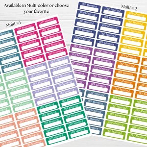 K&ouml;nnte beinhalten: Ein Satz bunter IEP-Meeting-Etiketten mit leeren Feldern zum Beschreiben. Die Etiketten sind in verschiedenen Farben, darunter Rot, Rosa, Orange, Gelb, Gr&uuml;n, Blau und Lila. Der Text "Multi #1" und "Multi #2" ist auf den Etiketten sichtbar.