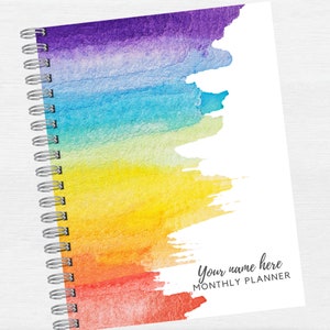 Watercolor Paints Undated Monthly Overview Planner | Minimalist Monthly Planner | Homeschool Planner or Academic Planner | 12 to 36 months