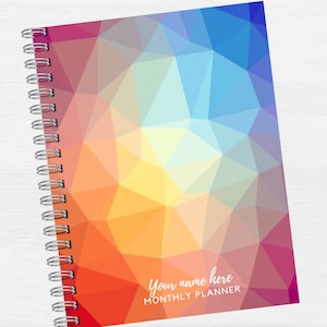 Rainbow Geometric Undated Monthly Overview Planner | Minimalist Monthly Planner | Homeschool Planner or Academic Planner | 12 to 36 months