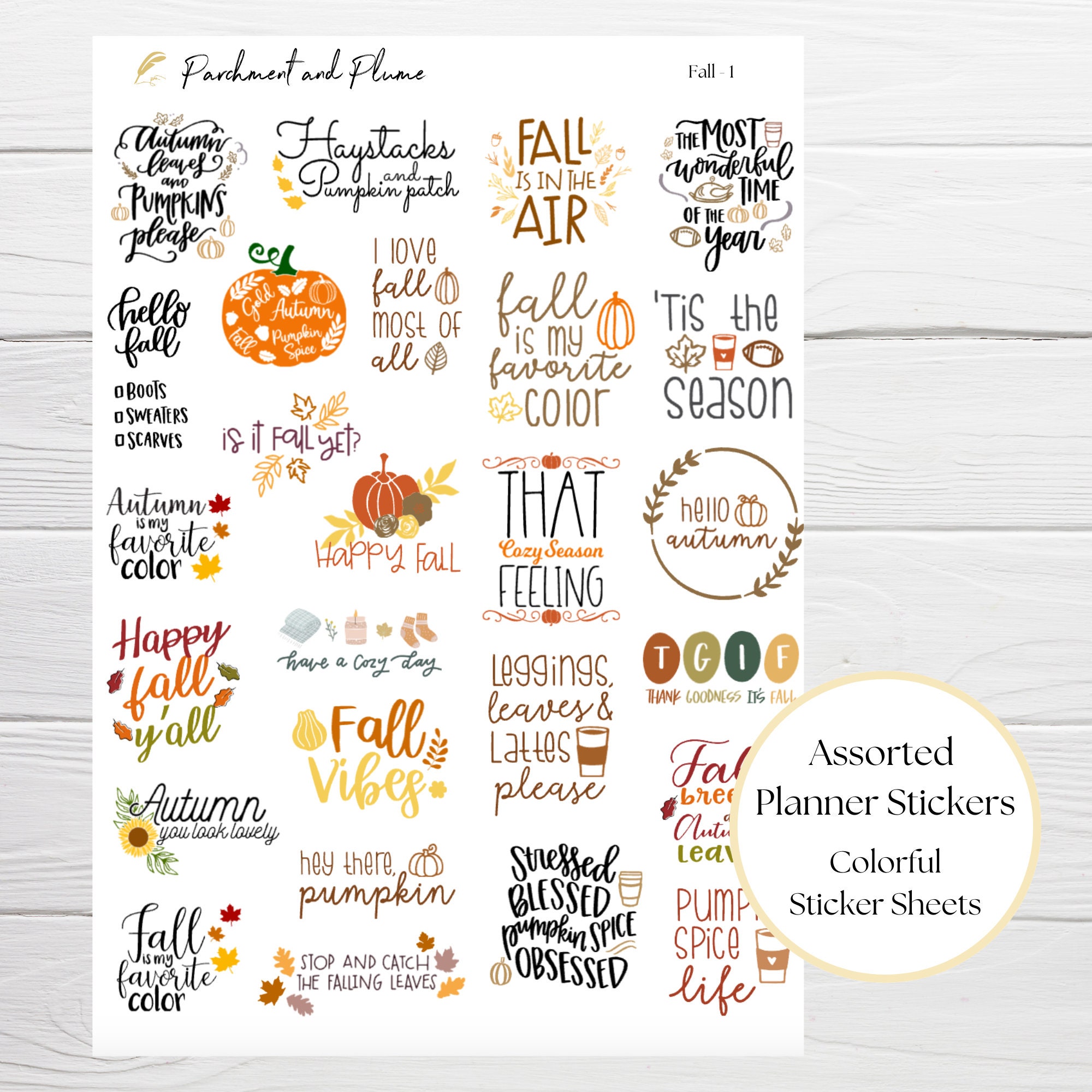 Fall Sticekrs Fall Planner Stickers Sheet | Autumn Season Stickers for Planners and ...
