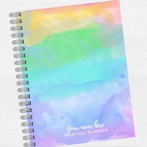 Watercolor Undated Monthly Overview Planner | Minimalist Monthly Planner | Homeschool Planner or Academic Planner | 12 to 36 months