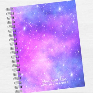 Galaxy Stars Undated Monthly Overview Planner | Minimalist Monthly Planner | Homeschool Planner or Academic Planner | 12 to 36 months