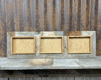 Knotty, Reclaimed Barnwood Picture Frame. W/ three, 5x7 windows.
