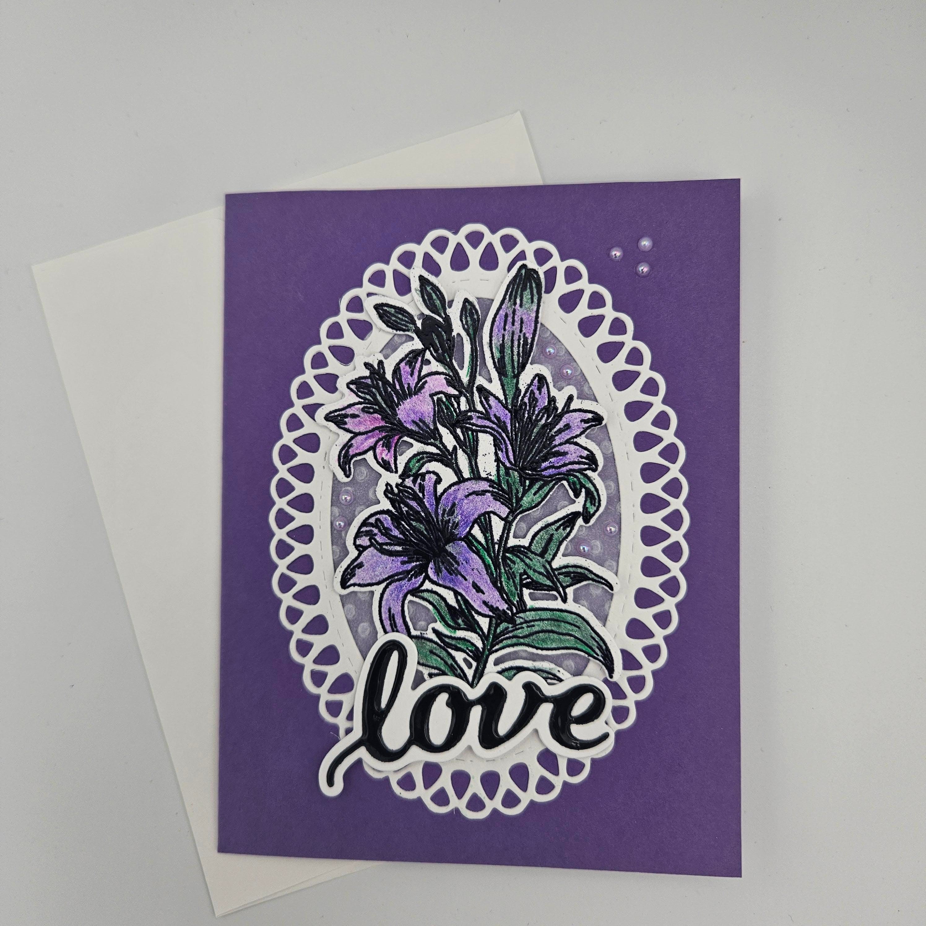 Handmade Greeting Cards, Lilies Greeting Cards, Elegant Floral Cards