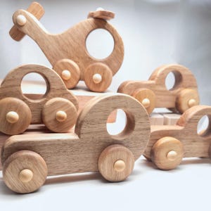5 vehicle set- Handmade Wooden car and helicopter Toy Set – Safe & Eco-Friendly for Toddlers