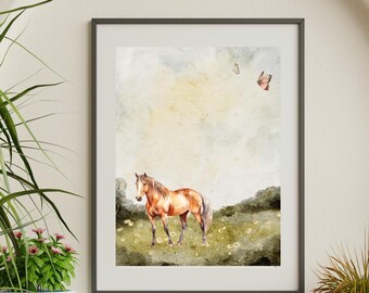 Vintage Nursery Art,  Horse Nursery Print, Vintage Kids Room Decor, Nursery Nature Art, Vintage Nursery Art Gallery Wall, Printable Art