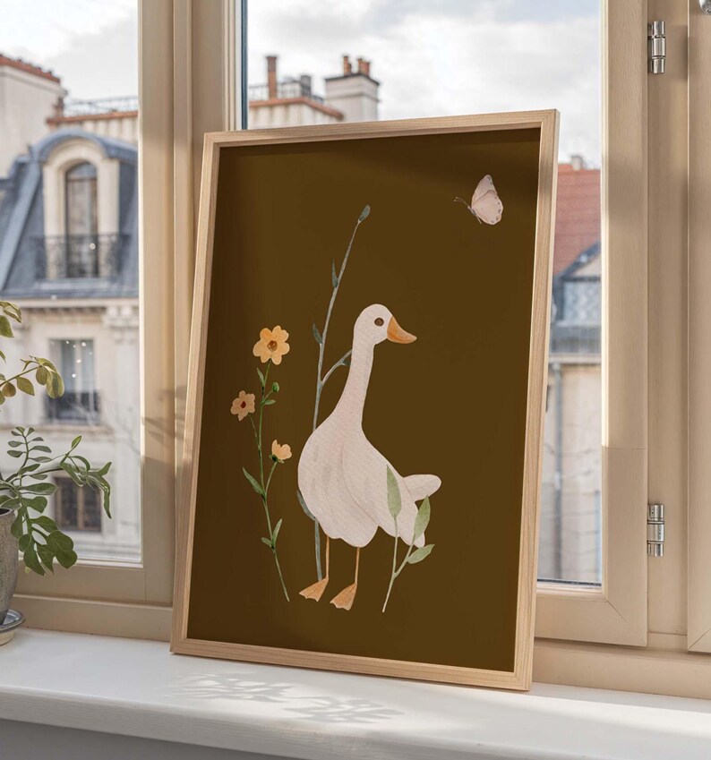 Silly Goose Wall Art Cute Goose Poster Neutral Nursery Decor Farm ...