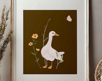 Silly Goose Wall Art Cute Goose Poster Neutral Nursery Decor Farm Animal Vintage Geese Room Decor Neutral Girl's Room Goose Print Farm Decor