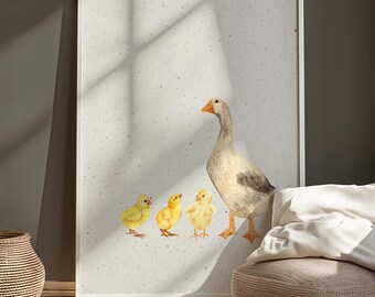 Silly Goose Wall Art Cute Goose Poster Neutral Nursery Decor Farm Animal Vintage Geese Room Decor Neutral Girl's Room Goose Print Farm Decor
