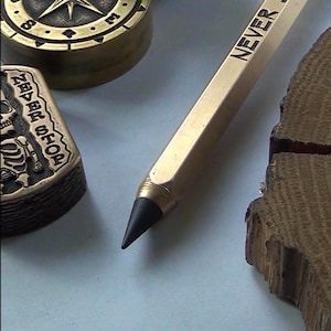 Personalized Brass Infinity Pencil: Engraved Metal Forever Pen (L size)