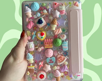 Custom Resin E-reader Case: Glitter Charms, Kawaii Junk Style
