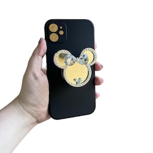 Supporto per telefono con testa di mouse a specchio con strass, scintillante! / accessori per telefono / supporto per cellulare e smartphone in oro / argento
