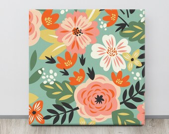 16"x16" Vibrant Floral Canvas Print