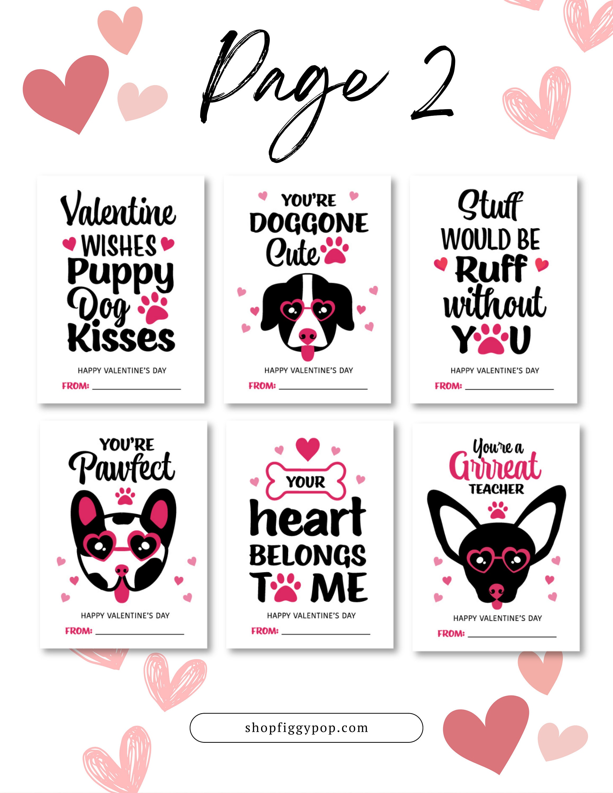 Printable Dog Valentine's Day Cards, Classroom Valentine's Day Cards ...