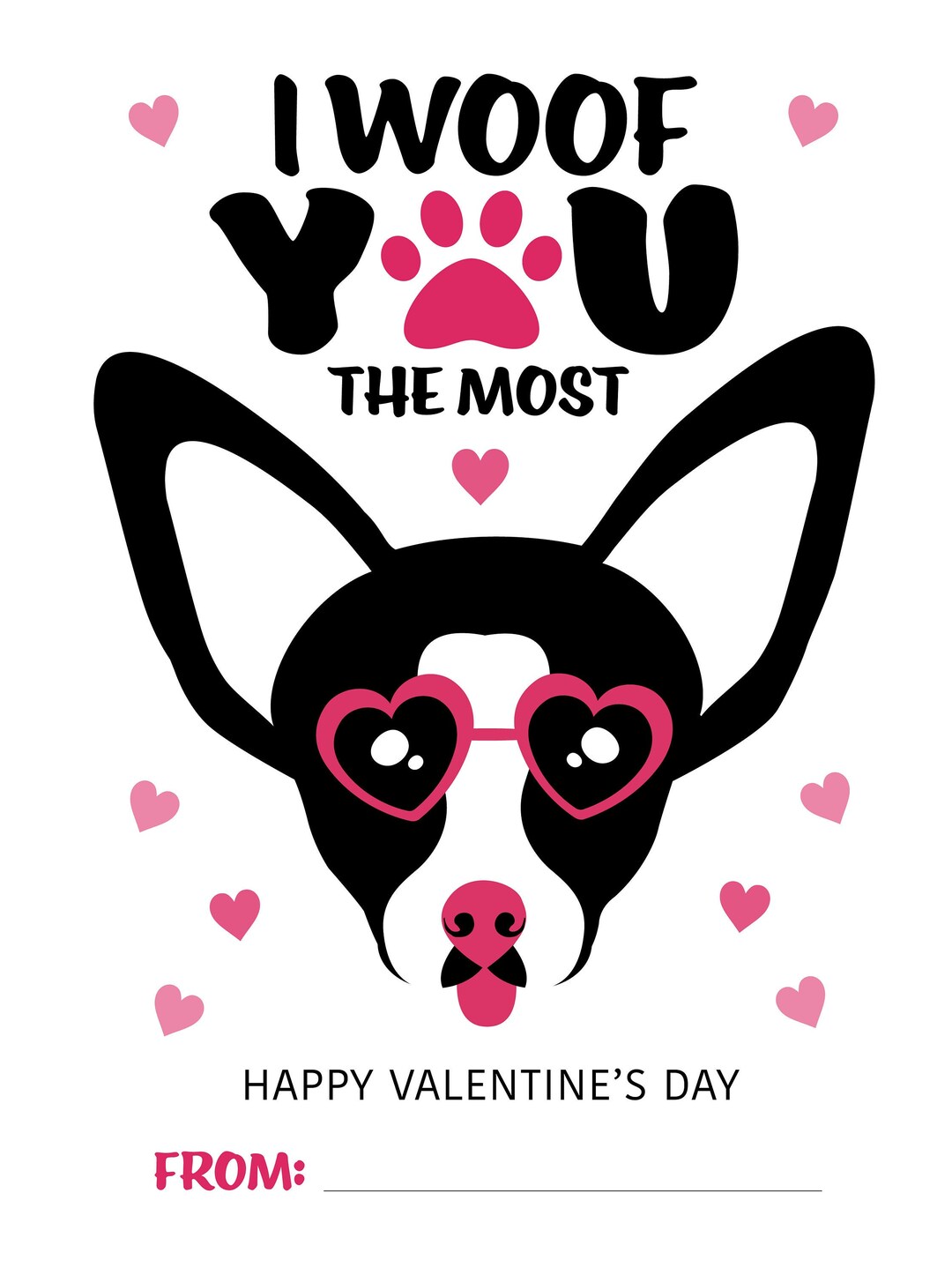 Printable Dog Valentine's Day Cards, Classroom Valentine's Day Cards ...