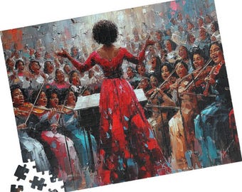 Jigsaw Puzzle, African American Art, Unique Classical Music Lovers Gift for Her/Him, 100/250/500/1000 Piece Adult Puzzles, Black Owned Shops