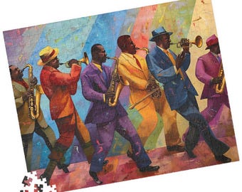Harlem Renaissance Art Jigsaw Puzzle for Adults, Perfect Gift for Jazz Music & Art Lovers! 100/250/500/1000 Piece Puzzles, Black Owned Shops
