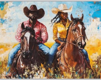 Cowboy Western Horse Puzzle for Adults, African American Art, 100/250/500/1000 Piece Adult Puzzles, Black Owned Shops