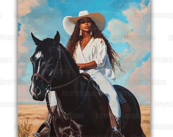 Black Cowgirl, Country Western Jigsaw Puzzle, Unique African American Art Gift, 100/250/500/1000 Piece Adult Puzzles, Black Owned Shops