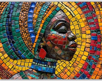 Jigsaw Puzzle, African Woman Mosaic Art, Unique Gift for Her/him