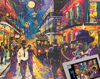 New Orleans Jigsaw Puzzle, Bourbon Street, Mardi Gras, Jazz Art | Challenge & Home Decor | 100/250/500/1000 Piece Puzzles, Black Owned Shops