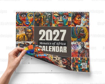2027 Calendar, Mosaics of Africa, Wall/Desktop Planner, Home/Office/Dorm Room Decor, Black Owned Shops