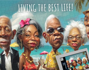 Custom Jigsaw Puzzle, Retired Black Grandparents, Travel Lovers, Fun Gift for Her/Him, 100/250/500/1000 Piece Puzzles, African American Art