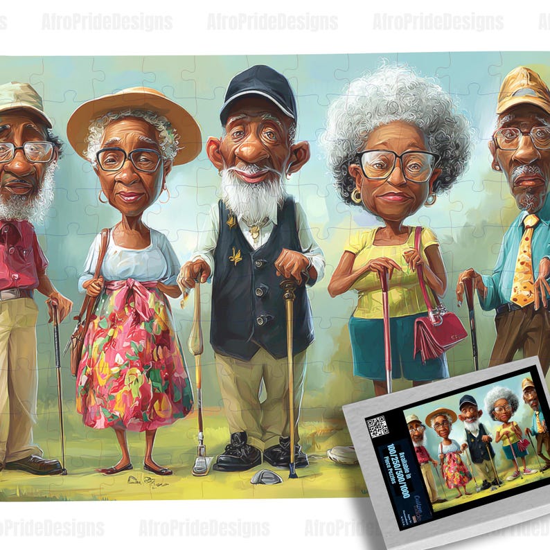 Golfers, 100/250/500/1000 piece puzzle, Black Owned Shops, Puzzles for adults, African American Art, Black Art Puzzles, Retirement Gift, Funny Gag Gift, Unique gift, For Grandma Grandpa, Wall Art, Christmas Kwanzaa, Birthday Anniversary, Gift for Her him,