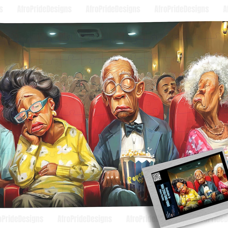 Movie Slumber, 100/250/500/1000 piece puzzle, Black Owned Shops, Puzzles for adults, African American Art, Black Art Puzzles, Retirement Gift, Funny Gag Gift, Unique gift, For Grandma Grandpa, Wall Art, Christmas Kwanzaa, Birthday Anniversary, Gift for Her him,