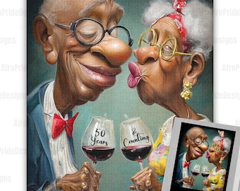 Custom Jigsaw Puzzle for Adults, Unique Anniversary/Birthday/Valentines Day Gifts for Her/Him, African American Couple Art Black Owned Shops