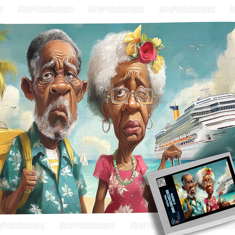 Cruise Ship Travel Lovers, 100/250/500/1000 piece puzzle, Black Owned Shops, Puzzles for adults, African American Art, Black Art Puzzles, Retirement Gift, Funny Gag Gift, Unique gift, For Grandma Grandpa, Wall Art, Christmas Kwanzaa, Birthday Anniversary, Gift for Her him,
