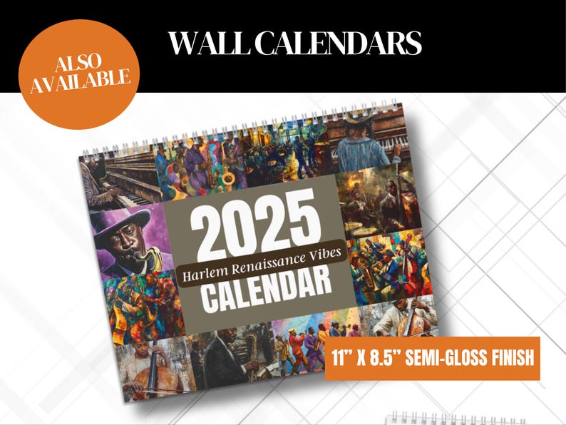 Desktop Calendar, Harlem Renaissance Art 2025 Yearly Planner, Unique