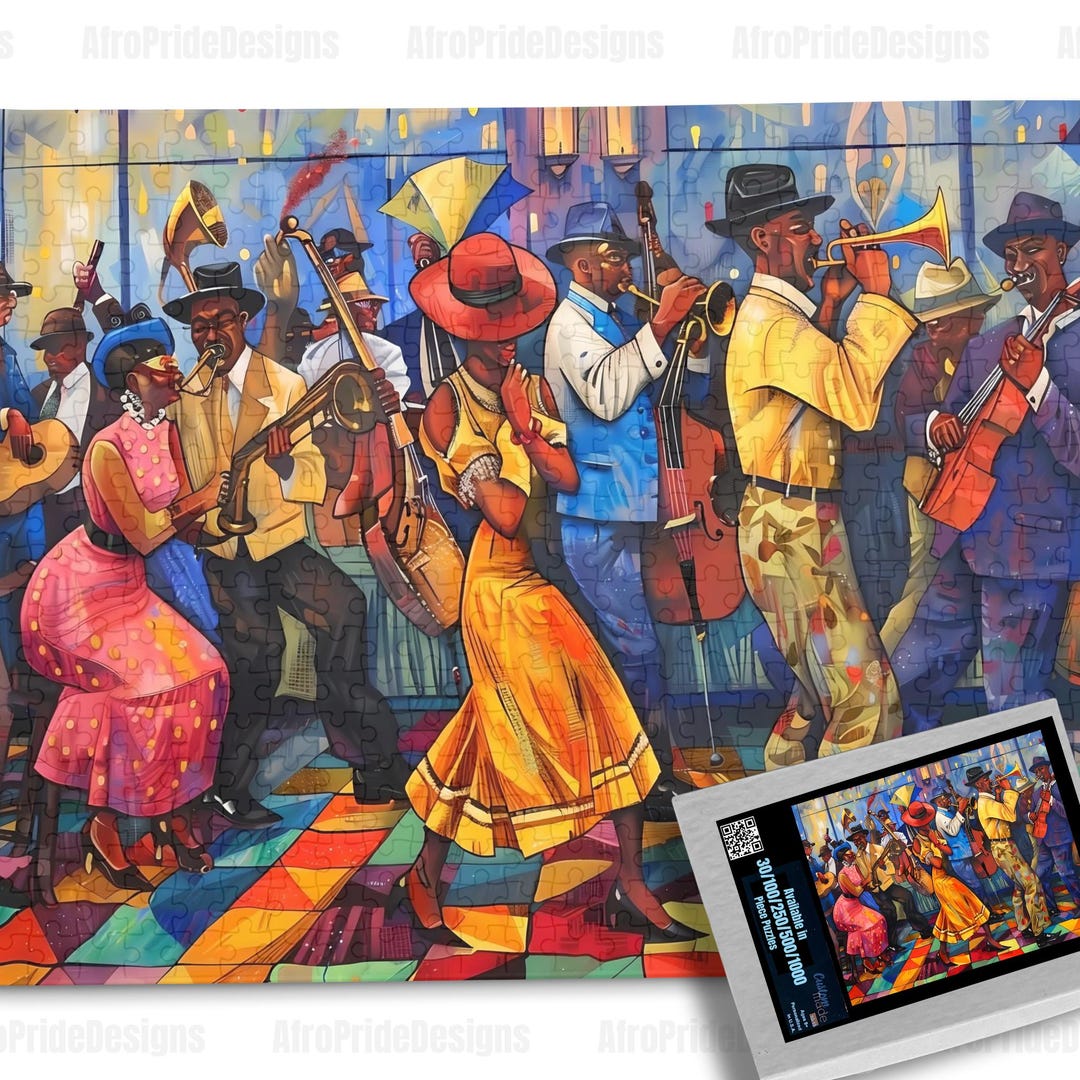 Harlem Renaissance Jazz Club Art Jigsaw Puzzle, Unique Gifts