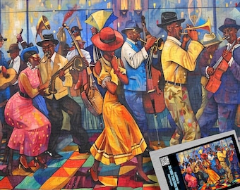 Harlem Renaissance Jazz Club Art Jigsaw Puzzle, Unique Gifts, Black Art, 30/100/250/500/1000 Piece Puzzles for Adults, Black Owned Shops
