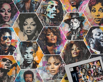 Jigsaw Puzzle, R&B Legends, Gift For Music Lovers, African American Art for Her/Him, 100/250/500/1000 Piece Adult Puzzles, Black Owned Shops