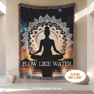 Yoga Blanket, Inspirational Quote Woven Couch Throw, Unique Gift for Her, African American Art Tapestry, Boho Home Decor,  Black Owned Shops
