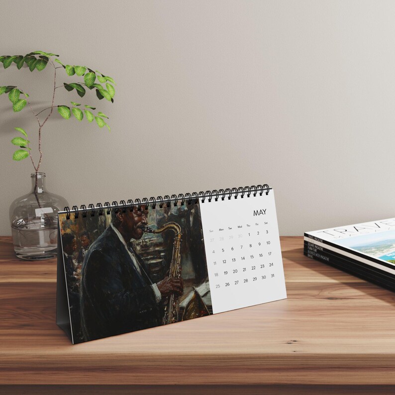 Desktop Calendar, Harlem Renaissance Art 2025 Yearly Planner, Unique