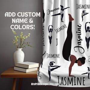 Personalized Black Girl Gymnastics Blanket, Custom Name Gift for Her, Christmas, Birthday, Baby Shower and more! Black Owned Shops