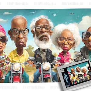 Motorcycle Club, 100/250/500/1000 piece puzzle, Black Owned Shops, Puzzles for adults, African American Art, Black Art Puzzles, Retirement Gift, Funny Gag Gift, Unique gift, For Grandma Grandpa, Wall Art, Christmas Kwanzaa, Birthday Anniversary, Gift for Her him,
