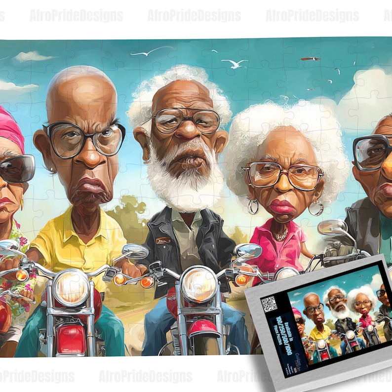 Motorcycle Club, 100/250/500/1000 piece puzzle, Black Owned Shops, Puzzles for adults, African American Art, Black Art Puzzles, Retirement Gift, Funny Gag Gift, Unique gift, For Grandma Grandpa, Wall Art, Christmas Kwanzaa, Birthday Anniversary, Gift for Her him,