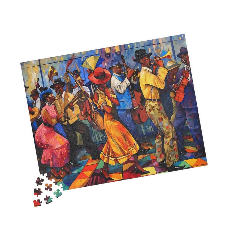 Harlem Renaissance Jazz Club Art Jigsaw Puzzle Unique Gifts, Black Art