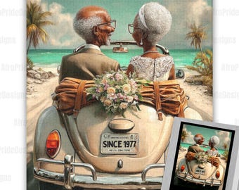 Jigsaw Puzzle, African American Couple, Unique Wedding/Anniversary/Valentines Day Gift for Her/Him, 100-1000 Pieces, Black Owned Shops