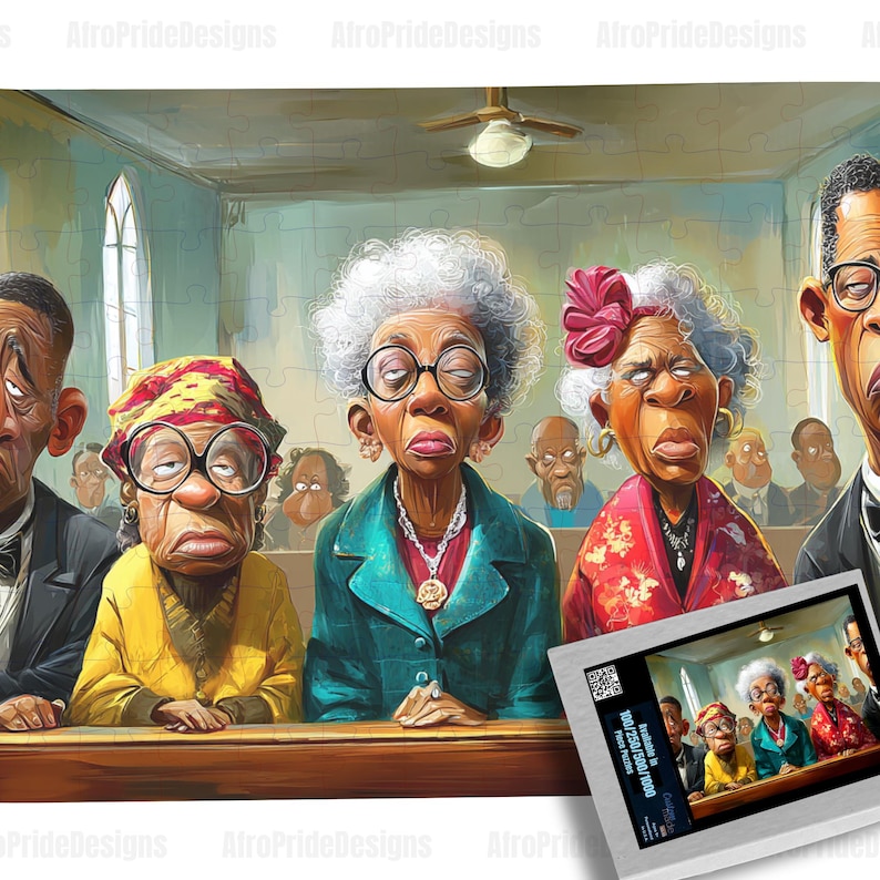 Church folk, 100/250/500/1000 piece puzzle, Black Owned Shops, Puzzles for adults, African American Art, Black Art Puzzles, Retirement Gift, Funny Gag Gift, Unique gift, For Grandma Grandpa, Wall Art, Christmas Kwanzaa, Birthday Anniversary, Gift for Her him,
