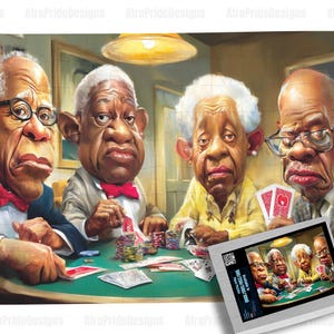 Poker players, 100/250/500/1000 piece puzzle, Black Owned Shops, Puzzles for adults, African American Art, Black Art Puzzles, Retirement Gift, Funny Gag Gift, Unique gift, For Grandma Grandpa, Wall Art, Christmas Kwanzaa, Birthday Anniversary, Gift for Her him,