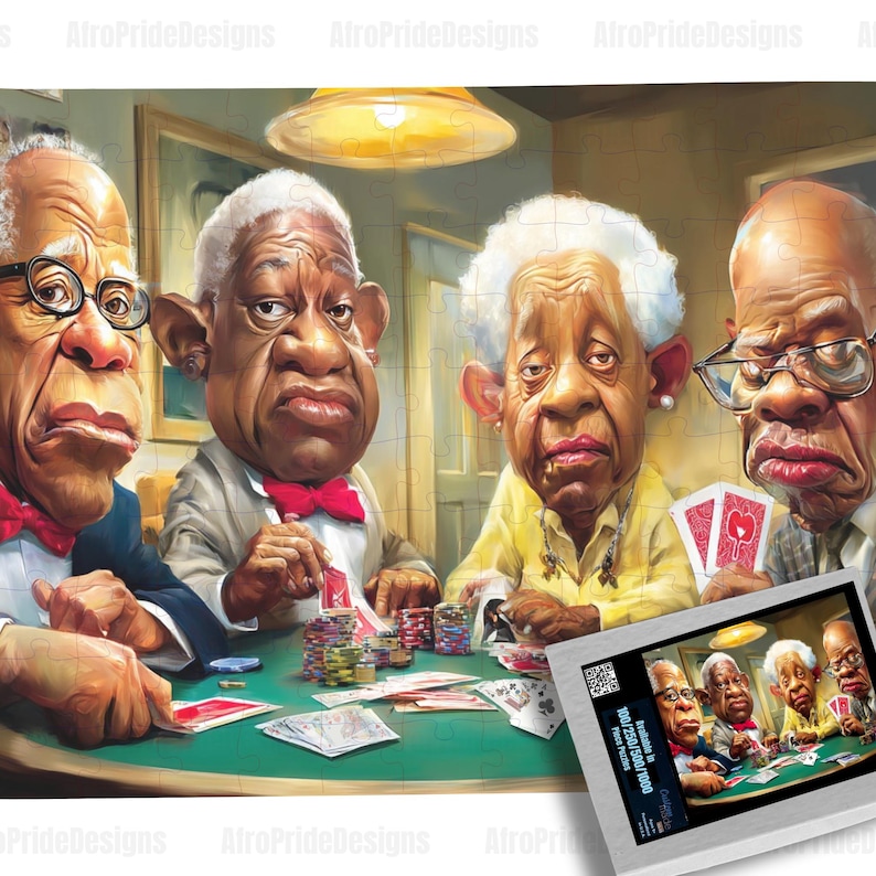 Poker players, 100/250/500/1000 piece puzzle, Black Owned Shops, Puzzles for adults, African American Art, Black Art Puzzles, Retirement Gift, Funny Gag Gift, Unique gift, For Grandma Grandpa, Wall Art, Christmas Kwanzaa, Birthday Anniversary, Gift for Her him,