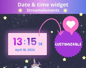 Date and Time Stream Widget for Twitch, customizable in StreamElements OBS